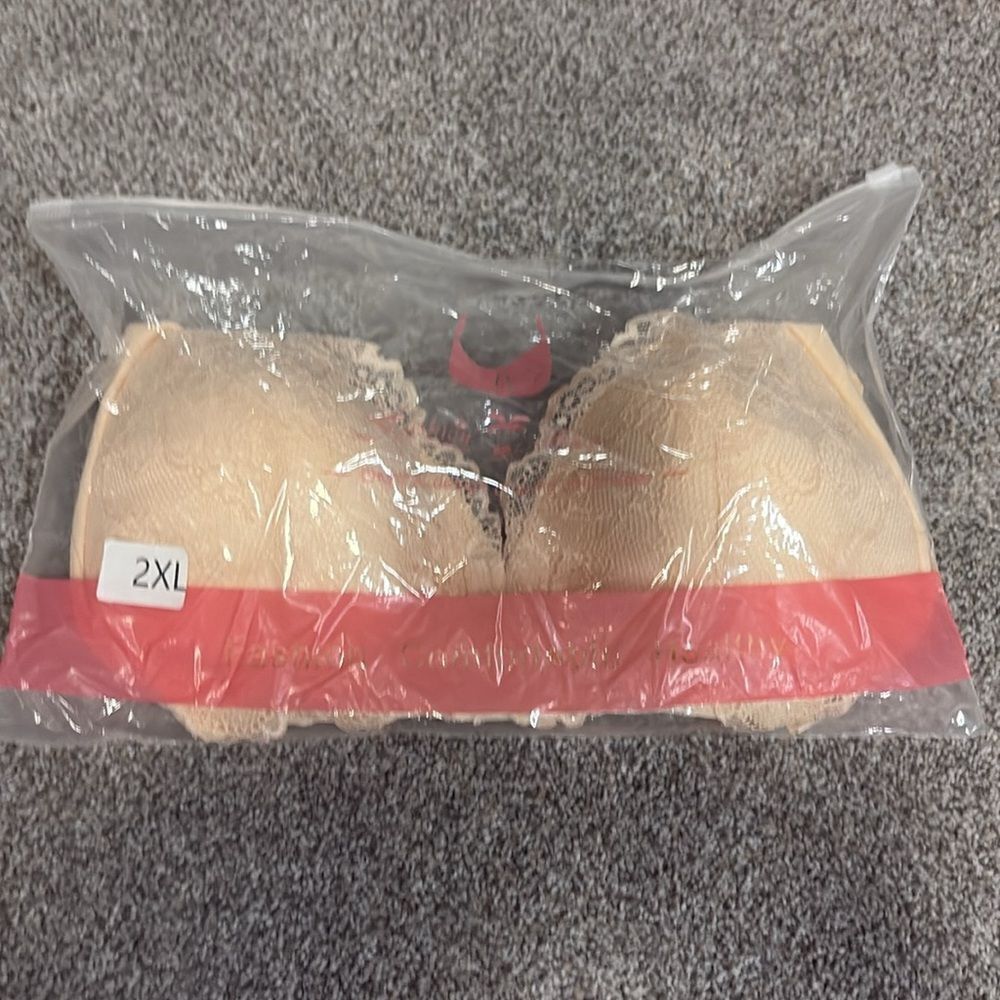 Peach front closure light padded bra